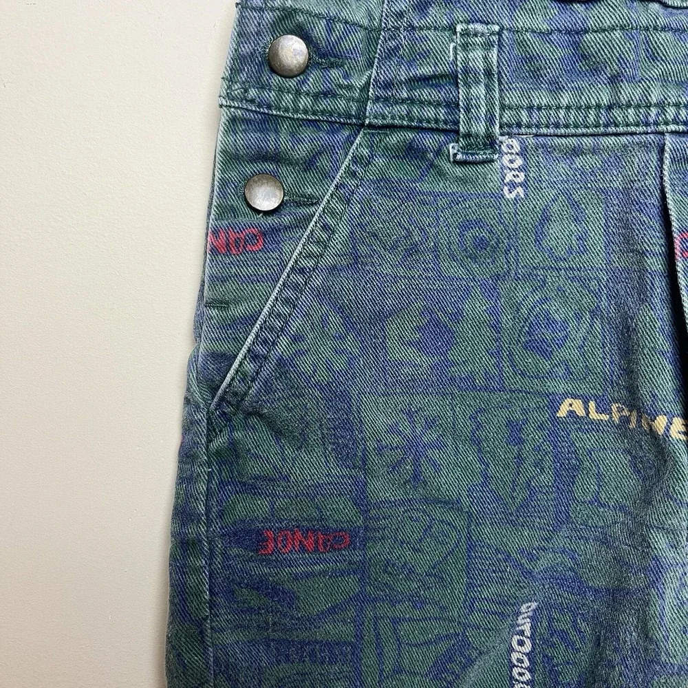 VTG Gymboree Rainbow Tag Overalls Outdoors Alpine Canoe Print 90s Size XS